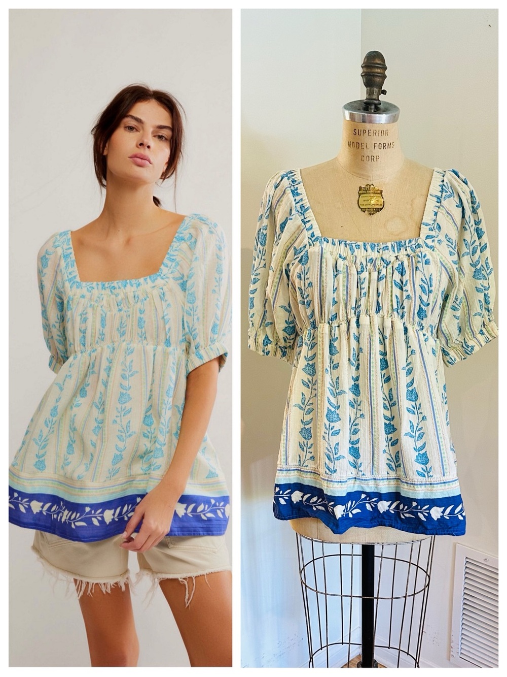 Free People Santorini Printed Tunic Babydoll Top Size Medium